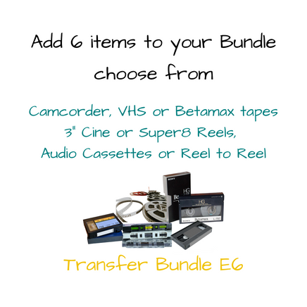 Do you have a selection of mixed Tapes & Reels ? Maybe you have 6 Video or Camcorder Tapes ! This Special Offer gives you a saving when ordered as a Bundle