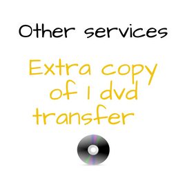 Sometimes you need an extra copy/s of your Transfer Tape for a family member ! You can order extra dvd/s copy for just £5 per tape when ordered at the time of your transfer order. Add to your cart and add a note to your order stating which tape you are ordering an additional copy